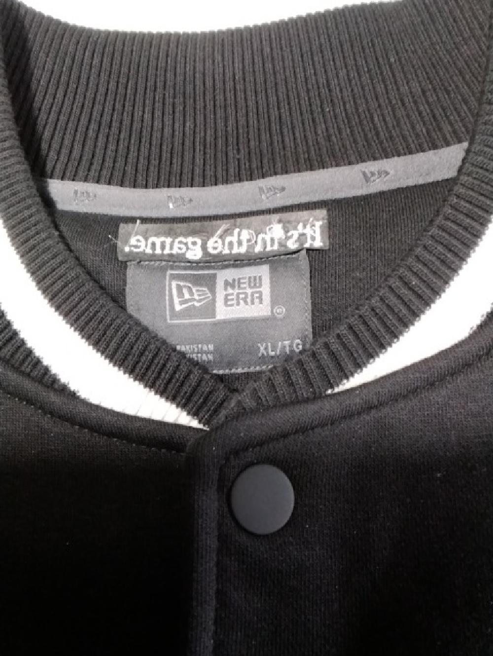 New Era Black & White " EA Sports " Embroidered Varsity Bomber Jacket , XL , $48 - Picture 4 of 9